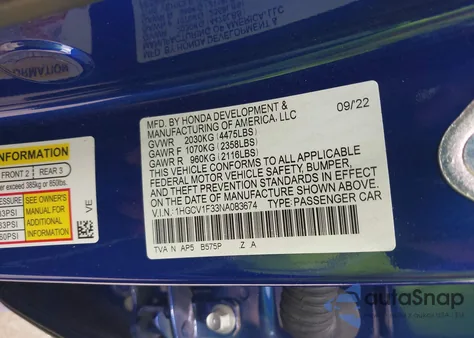 2022 Honda Accord Sport from USA, damaged, VIN 1HGCV1F33NA083674